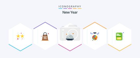 Illustration for New Year 25 Flat icon pack including celebration. new year. year. decoration. party - Royalty Free Image