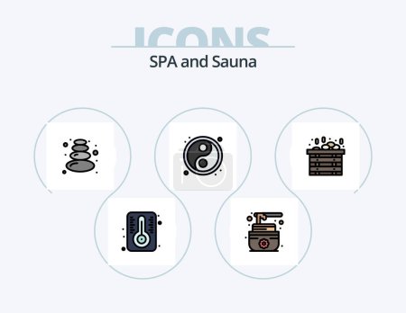 Ilustración de Sauna Line Filled Icon Pack 5 Icon Design. . stone. - Imagen libre de derechos