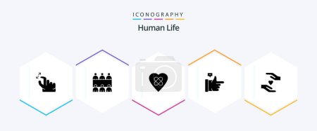 Illustration for Human 25 Glyph icon pack including . love. heart. hands. thumbs up - Royalty Free Image