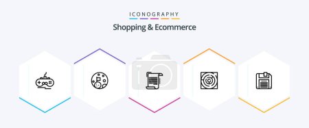 Ilustración de Shopping And Ecommerce 25 Line icon pack including pattern. labyrinth. document. map. guidelines - Imagen libre de derechos