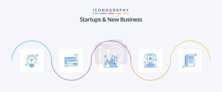 Illustration for Startups And New Business Blue 5 Icon Pack Including record. contact book. flag. success. trophy - Royalty Free Image