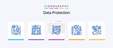 Illustration for Data Protection Blue 5 Icon Pack Including security. dollar. security. surveillance. location. Creative Icons Design - Royalty Free Image