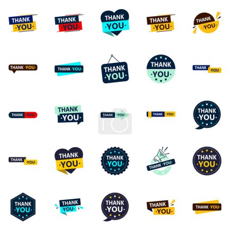 Illustration for Thankyou 25 Innovative Vector Icons to show your appreciation in a contemporary way - Royalty Free Image