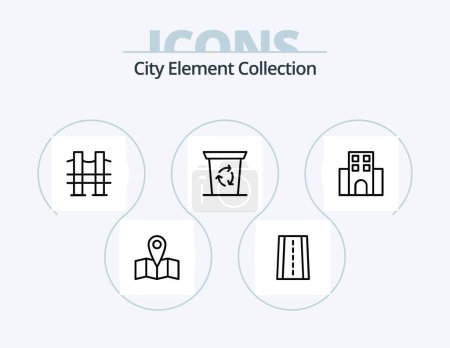 Illustration for City Element Collection Line Icon Pack 5 Icon Design. journey. ticket. evergreen tree. tourist. journey - Royalty Free Image