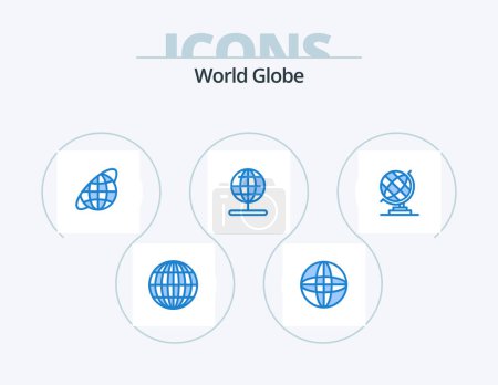 Illustration for Globe Blue Icon Pack 5 Icon Design. . geography. planet. earth. stand - Royalty Free Image