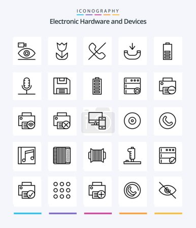 Téléchargez les illustrations : Creative Devices 25 OutLine icon pack  Such As electric. phone. photo. incoming. phone - en licence libre de droit