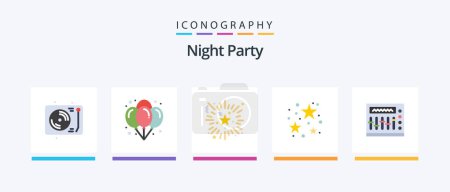 Ilustración de Night Party Flat 5 Icon Pack Including night. stare. event. celebration. night. Creative Icons Design - Imagen libre de derechos