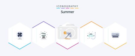 Illustration for Summer 25 Flat icon pack including air. summer. summer. snorkeling. diving - Royalty Free Image
