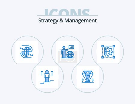 Ilustración de Strategy And Management Blue Icon Pack 5 Icon Design. user. man. ruby. arrow. internet - Imagen libre de derechos