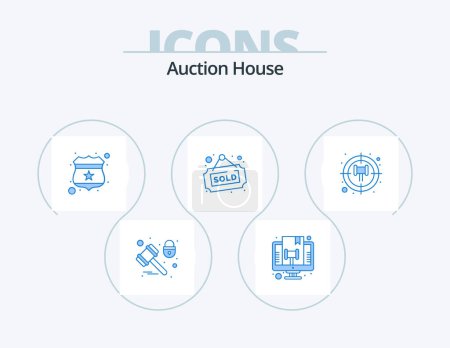Ilustración de Auction Blue Icon Pack 5 Icon Design. store. shop. law. board. shield - Imagen libre de derechos