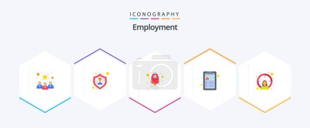 Illustration for Employment 25 Flat icon pack including . target. rocket. female. resume - Royalty Free Image