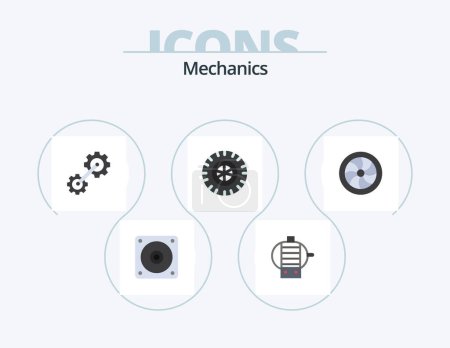 Ilustración de Mechanics Flat Icon Pack 5 Icon Design. . wheel. industrial. repair. car - Imagen libre de derechos