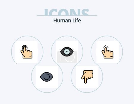 Ilustración de Human Line Filled Icon Pack 5 Icon Design. . thumbs down. thumbs up. dislike. love - Imagen libre de derechos