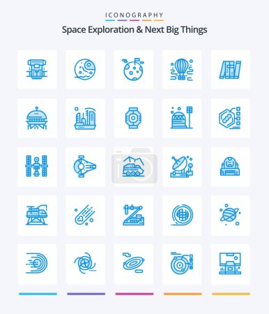 Illustration for Creative Space Exploration And Next Big Things 25 Blue icon pack  Such As balloon. tour. planet. airdrop. space - Royalty Free Image