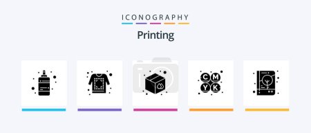 Illustration for Printing Glyph 5 Icon Pack Including cover. book. box. printing. cmyk. Creative Icons Design - Royalty Free Image