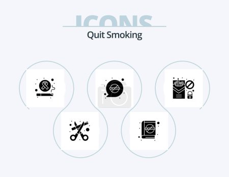 Téléchargez les illustrations : Quit Smoking Glyph Icon Pack 5 Icon Design. cigarette. quit. cancer. lifestyle. unhealthy - en licence libre de droit