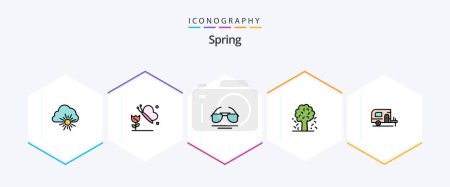 Illustration for Spring 25 FilledLine icon pack including camp. spring. eye. nature. apple - Royalty Free Image