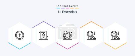 Ilustración de Ui Essentials 25 Line icon pack including magnifying. interface. tag. shout. optimization - Imagen libre de derechos