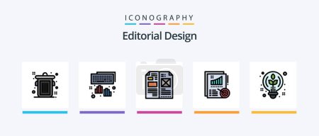 Téléchargez les illustrations : Editorial Design Line Filled 5 Icon Pack Including tool. eraser. view. draw. buffer. Creative Icons Design - en licence libre de droit