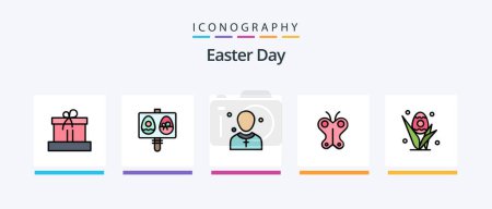 Illustration for Easter Line Filled 5 Icon Pack Including cart. plant. board. flower. decoration. Creative Icons Design - Royalty Free Image