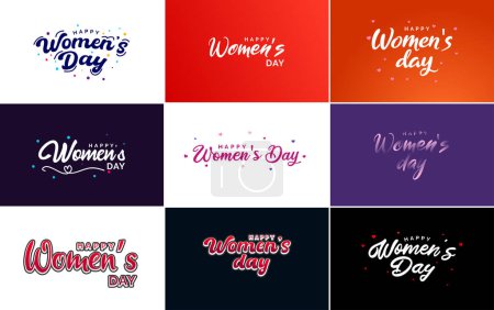 Ilustración de Pink Happy Women's Day typographical design elements International Women's Day icon and symbol; minimalist design for international Women's Day concept; vector illustration - Imagen libre de derechos