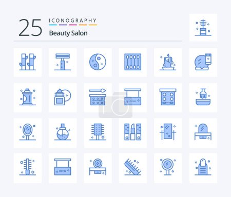 Téléchargez les illustrations : Beauty Salon 25 Blue Color icon pack including salon. face brush. beauty. cosmetics. women - en licence libre de droit