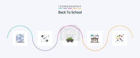Illustration for Back To School Flat 5 Icon Pack Including . drawing. picture. color. school - Royalty Free Image