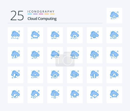 Illustration for Cloud Computing 25 Blue Color icon pack including delete. star. computing. computing. rating - Royalty Free Image