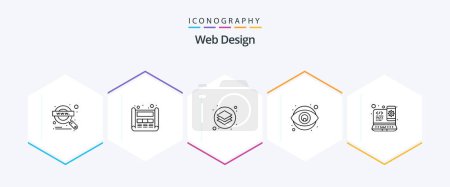 Illustration for Web Design 25 Line icon pack including design. designing. creative. design. tools - Royalty Free Image