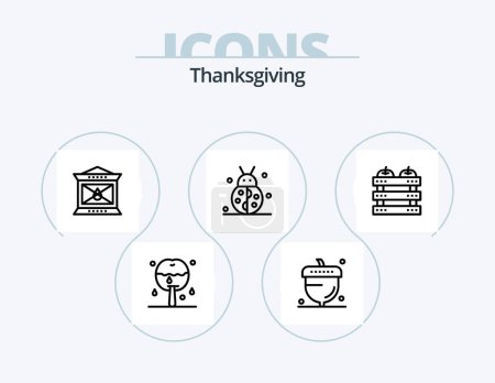 Téléchargez les illustrations : Thanksgiving Line Icon Pack 5 Icon Design. thanksgiving. cranberry. thanksgiving. berry. leg - en licence libre de droit