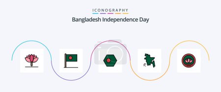 Ilustración de Bangladesh Independence Day Line Filled Flat 5 Icon Pack Including . bangladesh. coins. bangladeshi - Imagen libre de derechos
