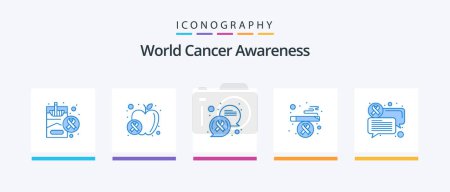 Illustration for World Cancer Awareness Blue 5 Icon Pack Including sign. chat. chat. smoking. cigarette. Creative Icons Design - Royalty Free Image