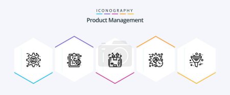 Illustration for Product Management 25 Line icon pack including time. manager. box. executive. packaging - Royalty Free Image