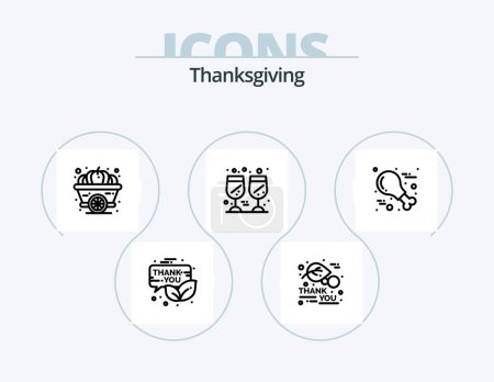 Illustration for Thanksgiving Line Icon Pack 5 Icon Design. gratitude. thanksgiving. thanksgiving. leaf. thanks day - Royalty Free Image