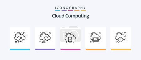 Téléchargez les illustrations : Cloud Computing Line 5 Icon Pack Including computing. cloud. storage. cloud. Creative Icons Design - en licence libre de droit