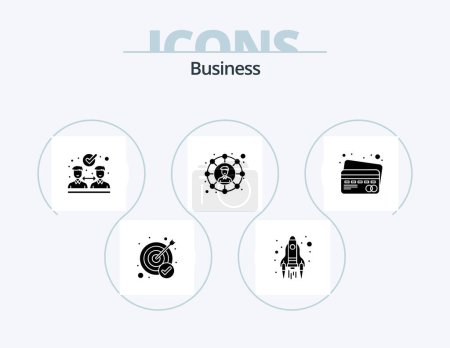 Illustration for Business Glyph Icon Pack 5 Icon Design. payment. card. agreement. share. social - Royalty Free Image