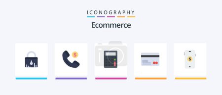 Illustration for Ecommerce Flat 5 Icon Pack Including shopping. ecommerce. ecommerce. payments. credit card. Creative Icons Design - Royalty Free Image