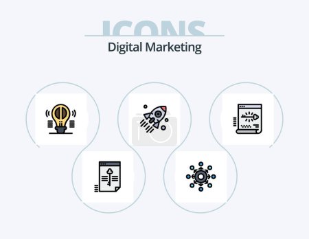 Téléchargez les illustrations : Digital Marketing Line Filled Icon Pack 5 Icon Design. edit. blog. dot. data. lock - en licence libre de droit