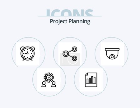 Ilustración de Project Planing Line Icon Pack 5 Icon Design. upload. drawer. configure. close. setting - Imagen libre de derechos