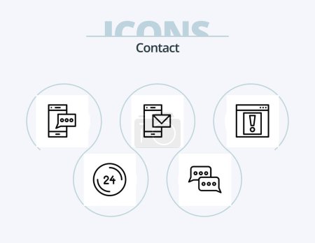 Téléchargez les illustrations : Contact Line Icon Pack 5 Icon Design. conversation. communication. web. call. info - en licence libre de droit