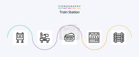 Illustration for Train Station Line 5 Icon Pack Including . train. ticket. station. train - Royalty Free Image