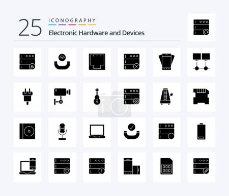 Ilustración de Devices 25 Solid Glyph icon pack including smartphone. mobile. internet. device. delete - Imagen libre de derechos