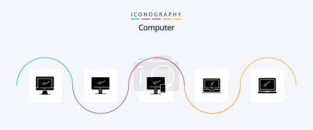 Illustration for Computer Glyph 5 Icon Pack Including . imac. laptop. device - Royalty Free Image