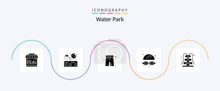 Illustration for Water Park Glyph 5 Icon Pack Including . water. park. romance. fountain - Royalty Free Image