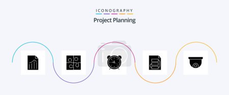 Illustration for Project Planing Glyph 5 Icon Pack Including planning. document. solution. watch. time - Royalty Free Image