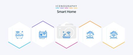 Ilustración de Smart Home 25 Blue icon pack including smart. control. monitor growth. water. smart - Imagen libre de derechos