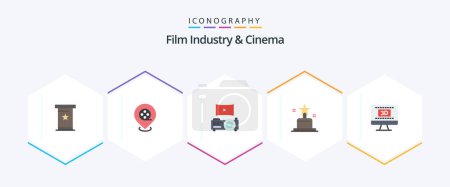 Illustration for Cenima 25 Flat icon pack including . movie. projector. entertaiment. oscar - Royalty Free Image