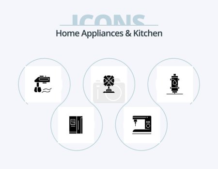 Illustration for Home Appliances And Kitchen Glyph Icon Pack 5 Icon Design. kitchen. blender. home. manual. mixer - Royalty Free Image