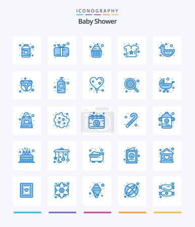 Illustration for Creative Baby Shower 25 Blue icon pack  Such As duck. shirt. baby. flower. baby - Royalty Free Image