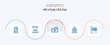 Illustration for Usa Blue 5 Icon Pack Including american. sweet. dollar. muffin. cake - Royalty Free Image